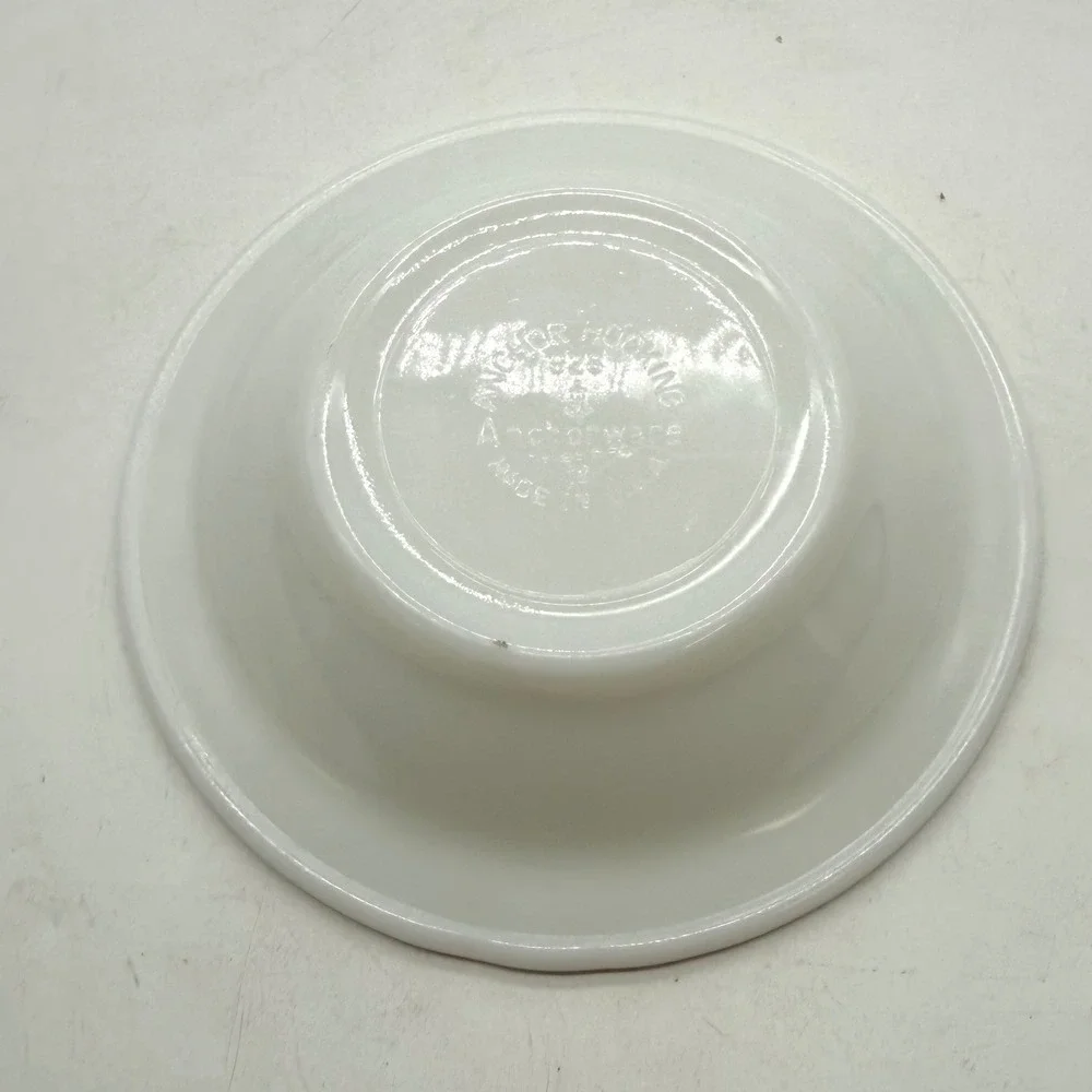 Vintage Anchor Hocking Fire-King White Milk Glass Rimmed Cereal Soup Bowl USA